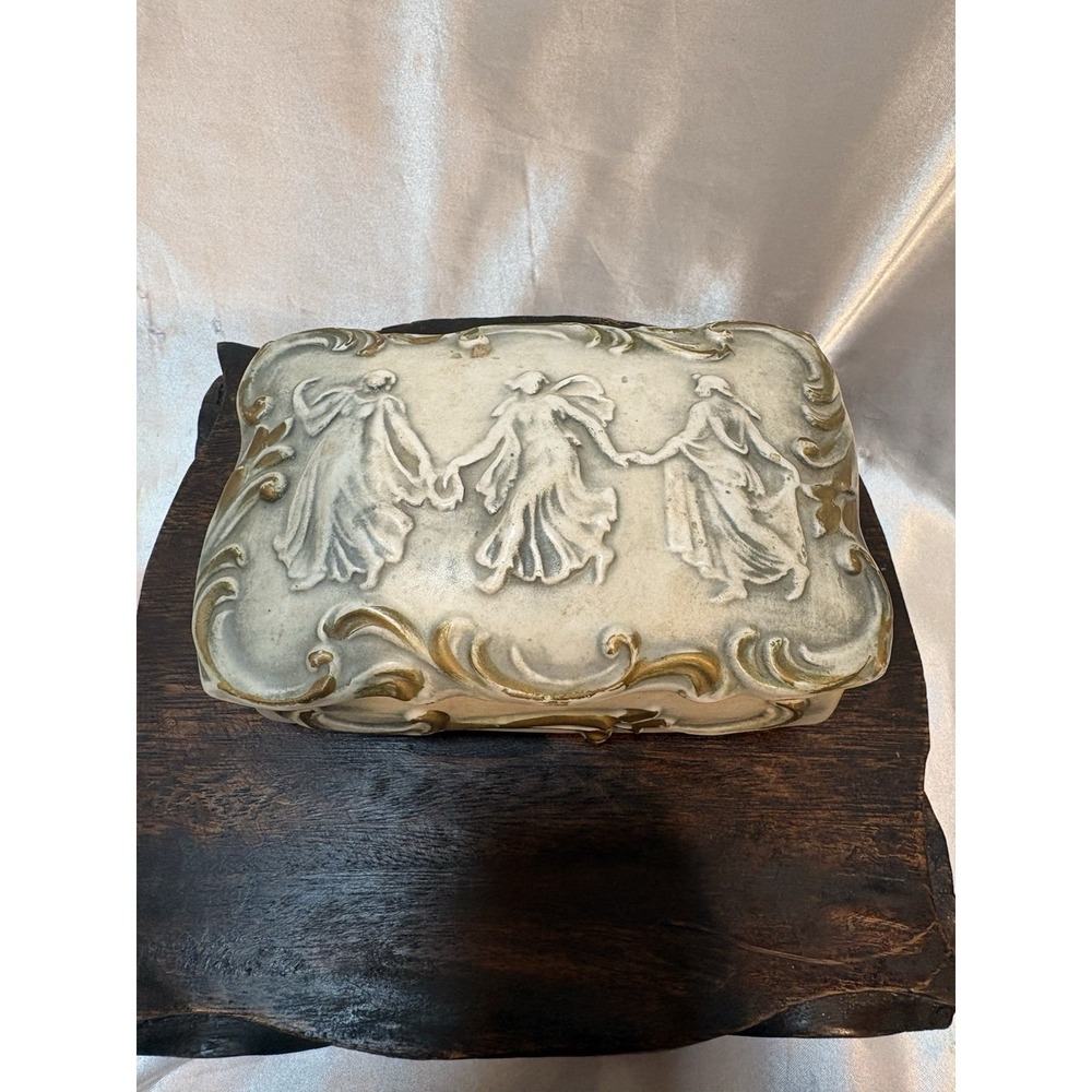 French Bisque Porcelain Trinket Cigarette dresser Box Late 1800s
